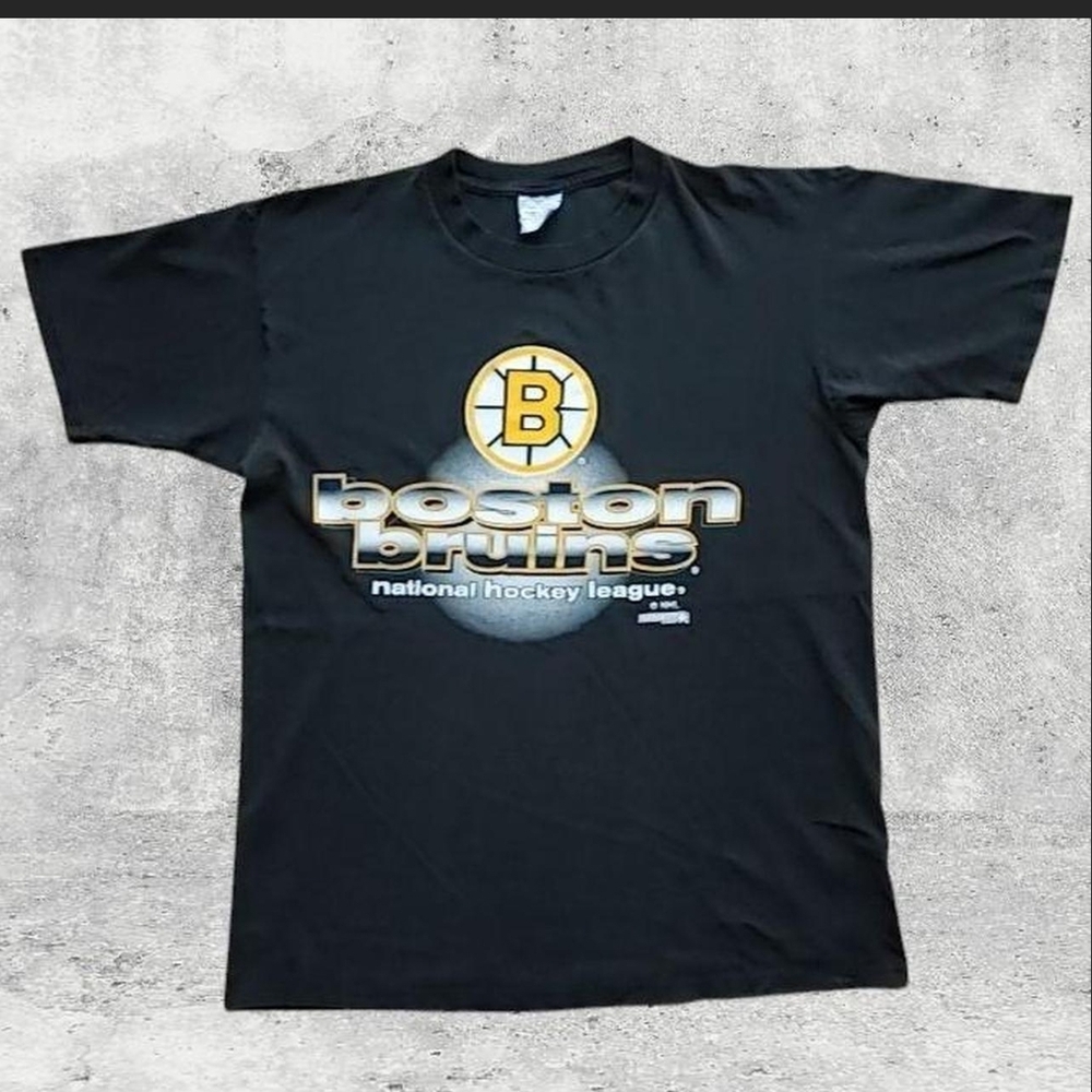 VTG 90s Boston Bruins Trench Canada T-Shirt Large NHL Single Stitch